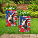 Bull Terrier Brown/White - Best of Breed  Patriotic I All-American Outdoor House and Garden Flag