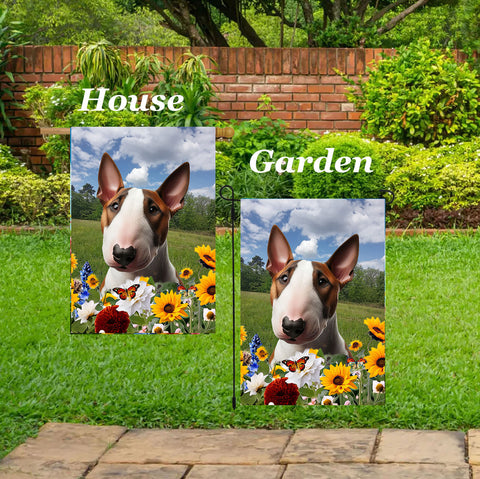 Bull Terrier Brown/White - Best of Breed  Summer Fields Outdoor House and Garden Flag