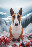 Bull Terrier Brown White - Best of Breed DCR Winter Berries Outdoor House and Garden Flag