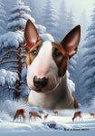 Bull Terrier Brown/White - Best of Breed  Winter Wonderland Outdoor House and Garden Flag