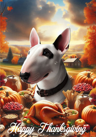 Bull Terrier Mini - Best of Breed  Thanksgiving Outdoor House and Garden Flag