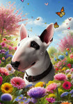 Bull Terrier Mini - Best of Breed  Spring Butterflies Outdoor House and Garden Flag