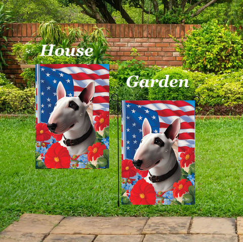 Bull Terrier Mini - Best of Breed  Patriotic I All-American Outdoor House and Garden Flag