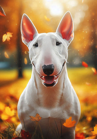 Bull Terrier White - Best of Breed DCR Falling Leaves Outdoor Flag