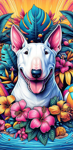 Bull Terrier White - Best of Breed DCR 100% Poly Velour Micro Fiber Beach Towel Quick Dry 30" x 60"