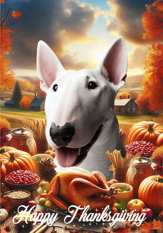 Bull Terrier White - Best of Breed  Thanksgiving Outdoor House and Garden Flag
