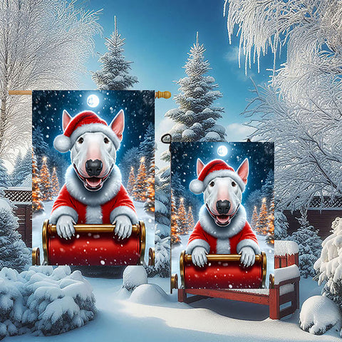 Bull Terrier White - Best of Breed DCR Christmas Outdoor House and Garden Flag