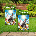 Bull Terrier White - Best of Breed  Summer Butterflies Outdoor House and Garden Flag
