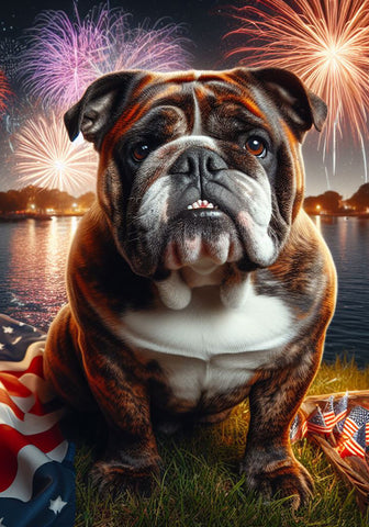 Bulldog Brindle - Best of Breed DCR July 4 Outdoor Flag