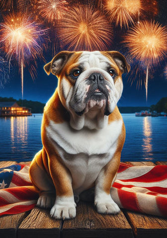 Bulldog Red and White - Best of Breed DCR July 4 Outdoor Flag