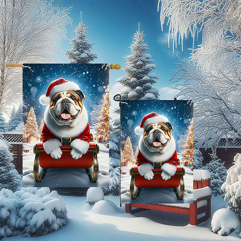 English Bulldog Brown and White - Best of Breed DCR Christmas Outdoor House and Garden Flag