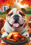 English Bulldog Brown and White - Best of Breed DCR Thanksgiving Outdoor House and Garden Flag