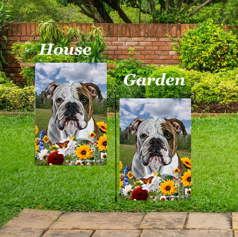 Bulldog - Best of Breed  Summer Fields Outdoor House and Garden Flag ..