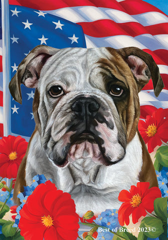 Bulldog - Best of Breed  Patriotic I All-American Outdoor House and Garden Flag ..