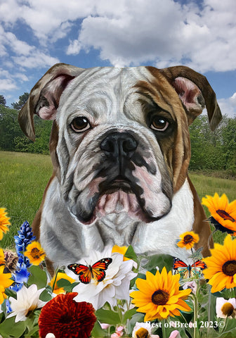 Bulldog - Best of Breed  Summer Fields Outdoor House and Garden Flag ..