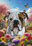 Bulldog - Best of Breed  Spring Butterflies Outdoor House and Garden Flag ..