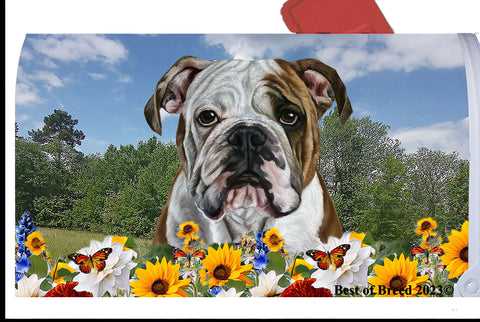 Bulldog - Best of Breed Summer Flowers Mailbox Cover Hi-Grade Vinyl 6" x 19"..