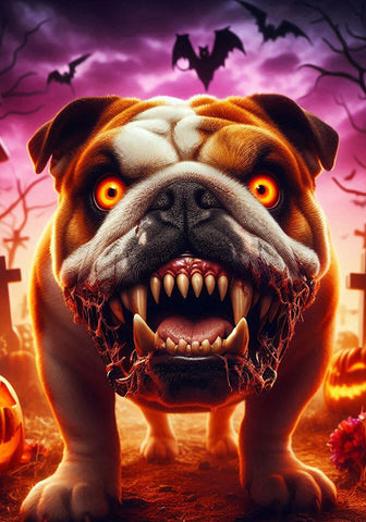 English Bulldog Brown and White - Best of Breed DCR Halloween Outdoor House and Garden Flag