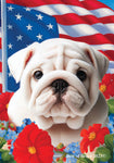 Bulldog White - Best of Breed  Patriotic I All-American Outdoor House and Garden Flag ..