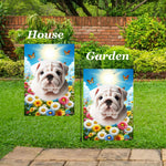 Bulldog White - Best of Breed  Summer Butterflies Outdoor House and Garden Flag ..
