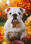 English Bulldog White - Best of Breed DCR Falling Leaves Outdoor Flag