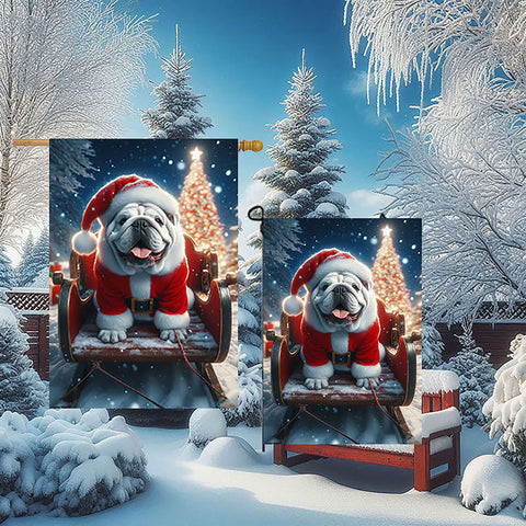 English Bulldog White - Best of Breed DCR Christmas Outdoor House and Garden Flag