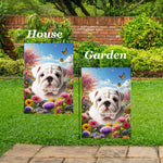 Bulldog White - Best of Breed  Spring Butterflies Outdoor House and Garden Flag ..