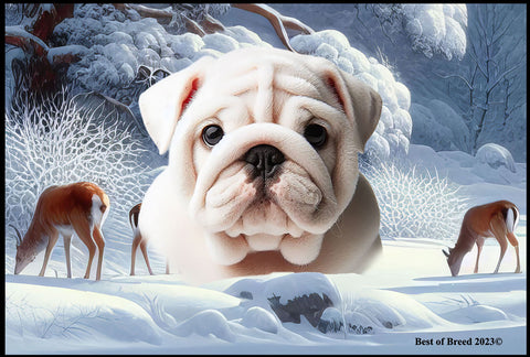 Bulldog White - Best of Breed Winter Wonderland Floor Mat Tufted Loop 18" x 27"..