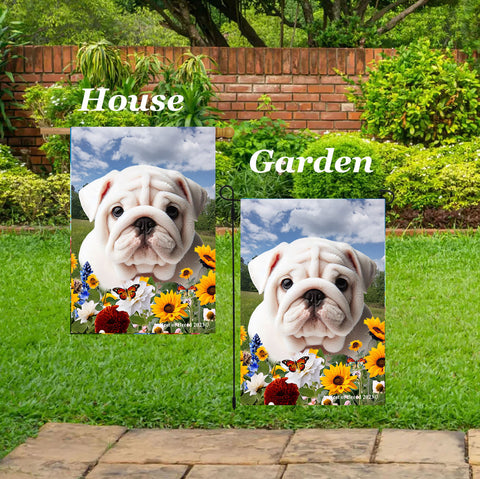 Bulldog White - Best of Breed  Summer Fields Outdoor House and Garden Flag ..