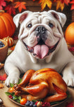 English Bulldog White - Best of Breed DCR Thanksgiving Outdoor House and Garden Flag