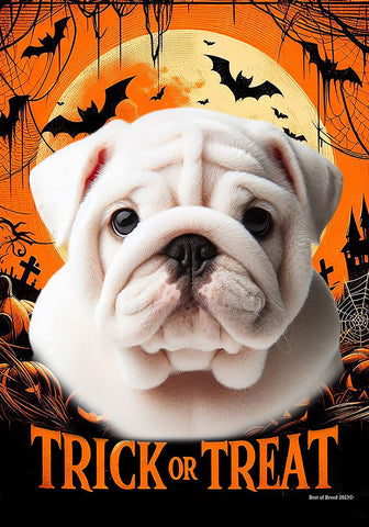 Bulldog White - Best of Breed  Halloween Outdoor House and Garden Flag ..