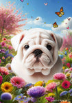 Bulldog White - Best of Breed  Spring Butterflies Outdoor House and Garden Flag ..