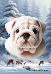 Bulldog White - Best of Breed  Winter Wonderland Outdoor House and Garden Flag ..