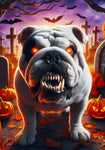 English Bulldog White - Best of Breed DCR Halloween Outdoor House and Garden Flag