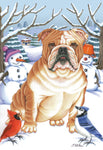 Bulldog - Best of Breed Tomoyo Pitcher Winter Snowman Garden Flag 12" x 17"..