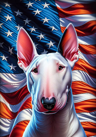 Bull Terrier White - Best of Breed DCR Patriotic III   Outdoor House and Garden Flag
