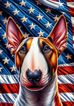 Bull Terrier Brown White - Best of Breed DCR Patriotic III   Outdoor House and Garden Flag