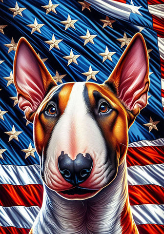 Bull Terrier Brown White - Best of Breed DCR Patriotic III   Outdoor House and Garden Flag