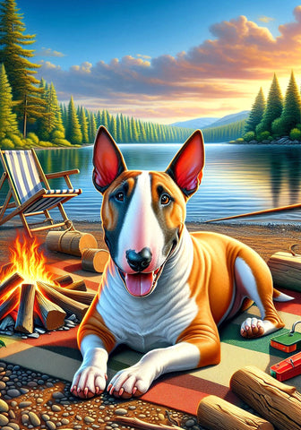 Bull Terrier Brown White - Best of Breed DCR Summer Camping   Outdoor House and Garden Flag