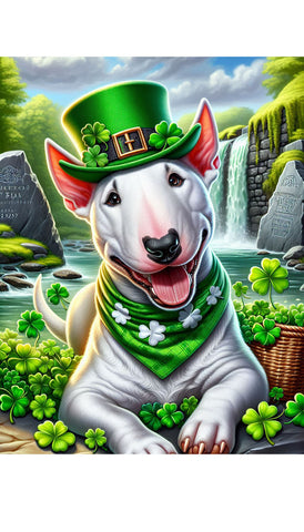 Bull Terrier White - Best of Breed DCR Saint Patricks Day Day Outdoor House and Garden Flag