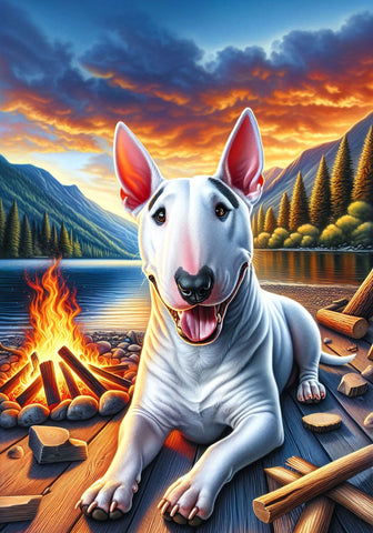Bull Terrier White - Best of Breed DCR Summer Camping   Outdoor House and Garden Flag