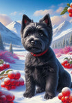 Cairn Terrier Black - Best of Breed DCR Winter Berries Outdoor House and Garden Flag