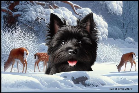 Cairn Terrier Black - Best of Breed Winter Wonderland Floor Mat Tufted Loop 18" x 27"