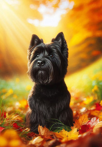 Cairn Terrier Black - Best of Breed DCR Falling Leaves Outdoor Flag