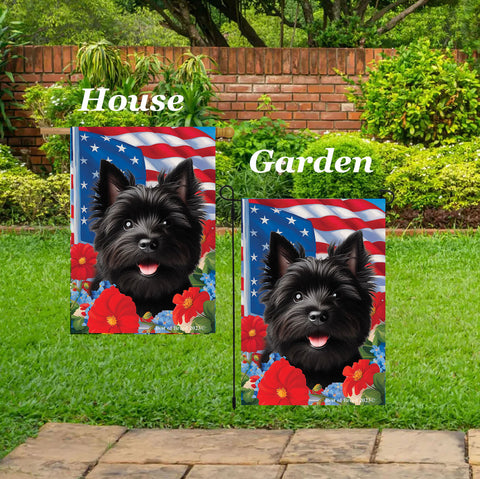 Cairn Terrier Black - Best of Breed  Patriotic I All-American Outdoor House and Garden Flag