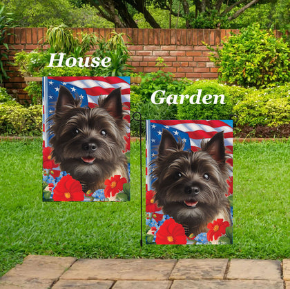 Cairn Terrier Brindle - Best of Breed  Patriotic I All-American Outdoor House and Garden Flag