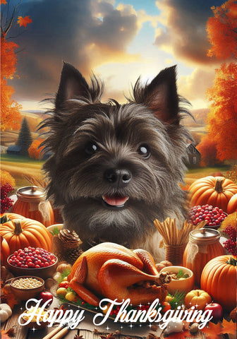 Cairn Terrier Brindle - Best of Breed  Thanksgiving Outdoor House and Garden Flag