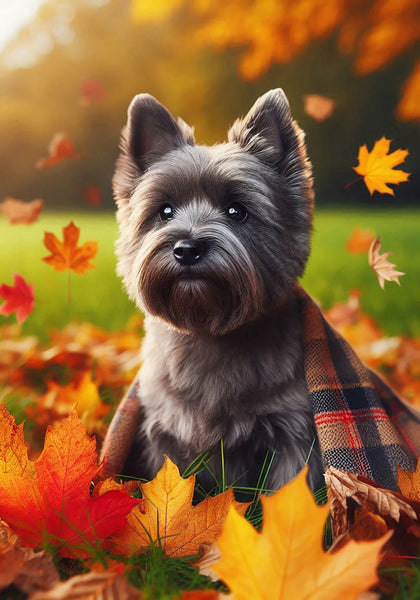 Cairn Terrier Grey - Best of Breed DCR Falling Leaves Outdoor Flag