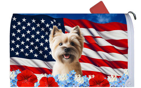 Cairn Terrier  Wheat - Best of Breed Patriotic Mailbox Cover Hi-Grade Vinyl 6" x 19"