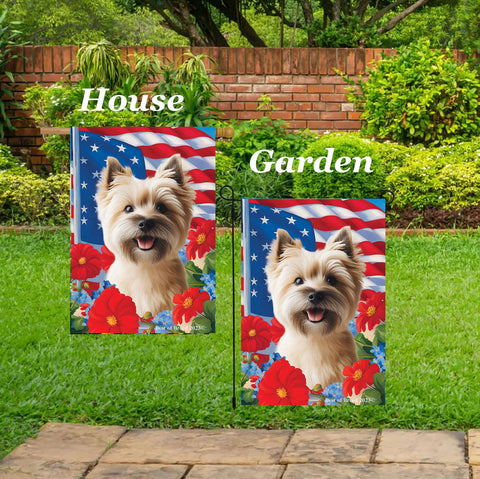 Cairn Terrier  Wheat - Best of Breed  Patriotic I All-American Outdoor House and Garden Flag